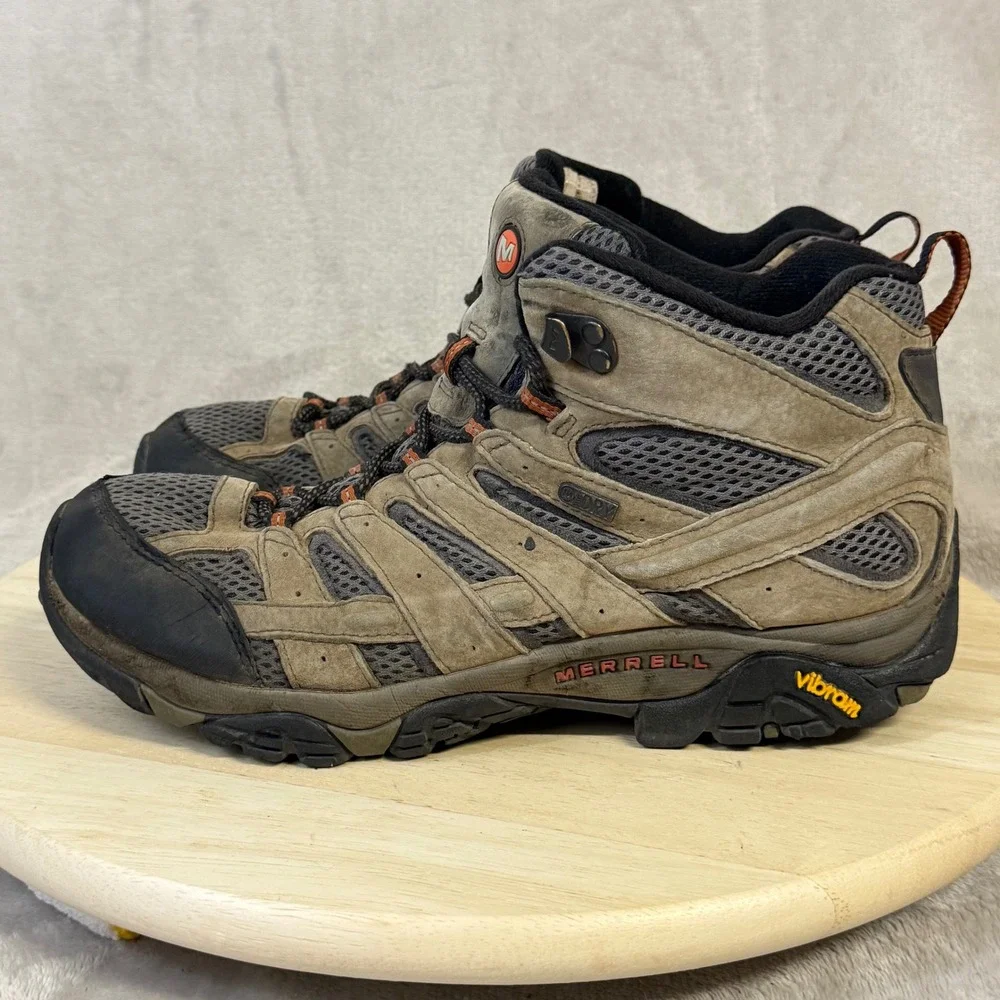 Merrell Moab 2 Mid Waterproof Hiking Boots Mens 10 Earth Brown J06053 Vibram